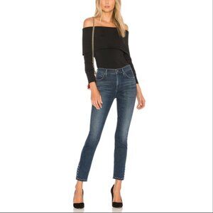 Citizens Of Humanity Dark Blue Studded Hem Crop Jeans